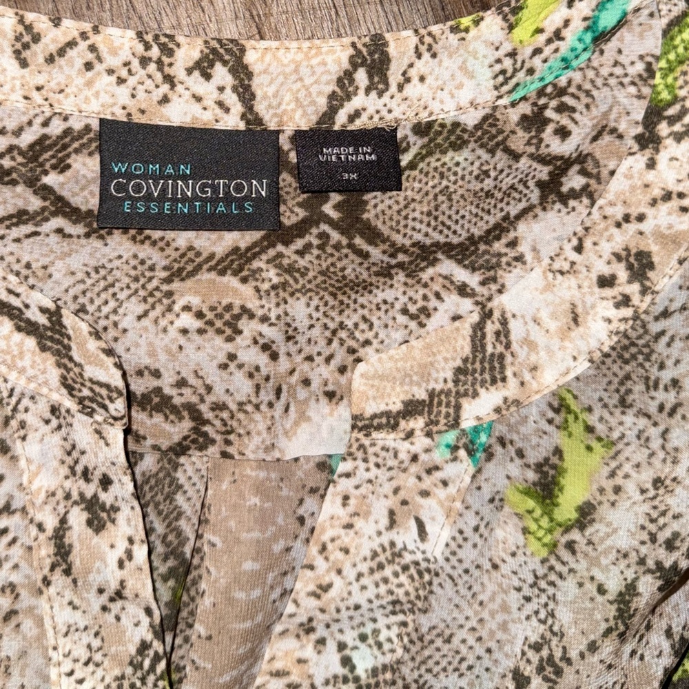 Covington Essentials Snake Print Sheer Blouse - image 7